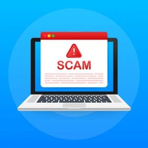 Scam alert on computer